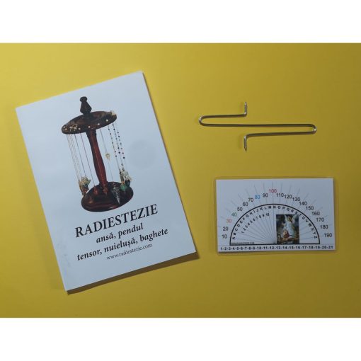 Ansa radiestezica dubla din metal argintiu cu raportor clasic si brosura explicativa - romana